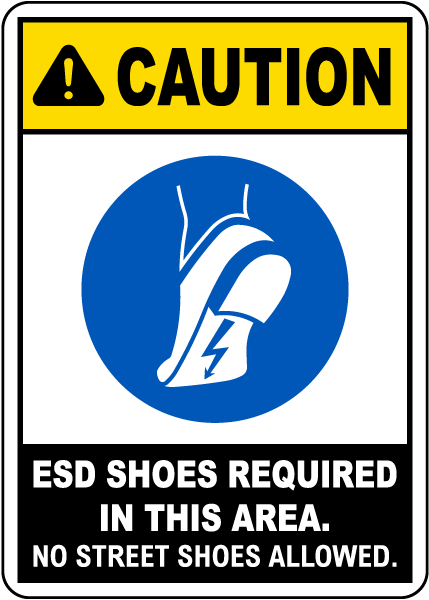 ESD Shoes Required In This Area Sign