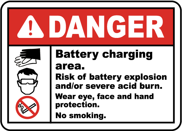 Danger Battery Charging Area Sign