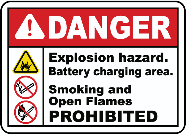 Explosion Hazard Charging Area Sign