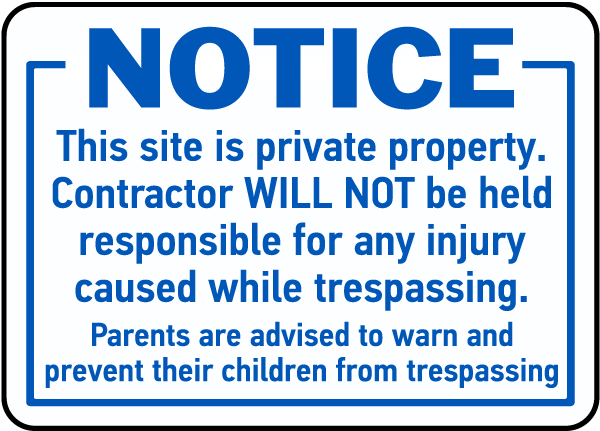 Notice Private Property Sign